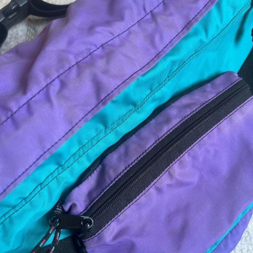 VTG 90s Earthsports Colorblock purple teal crossbody bag USA Made sportswear - Picture 2 of 8